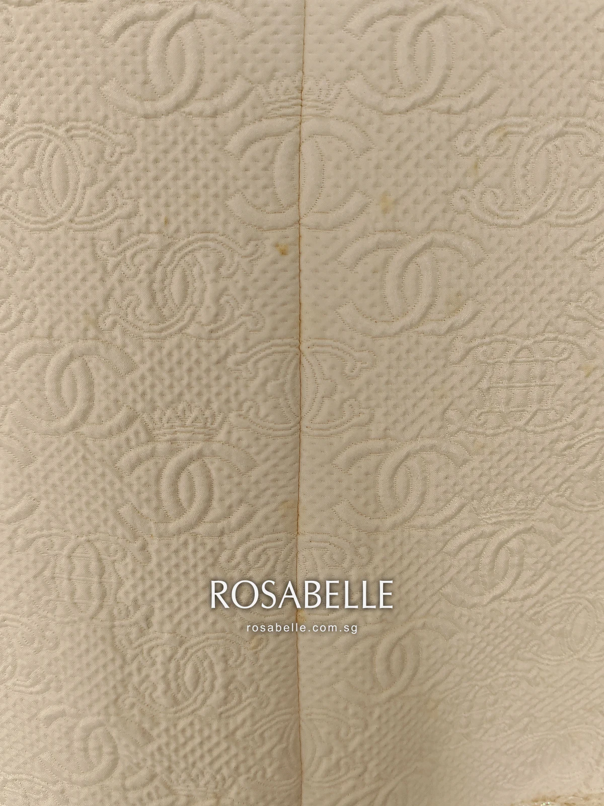 Close view of the jacket back with scattered yellow spots either side of the centre seam