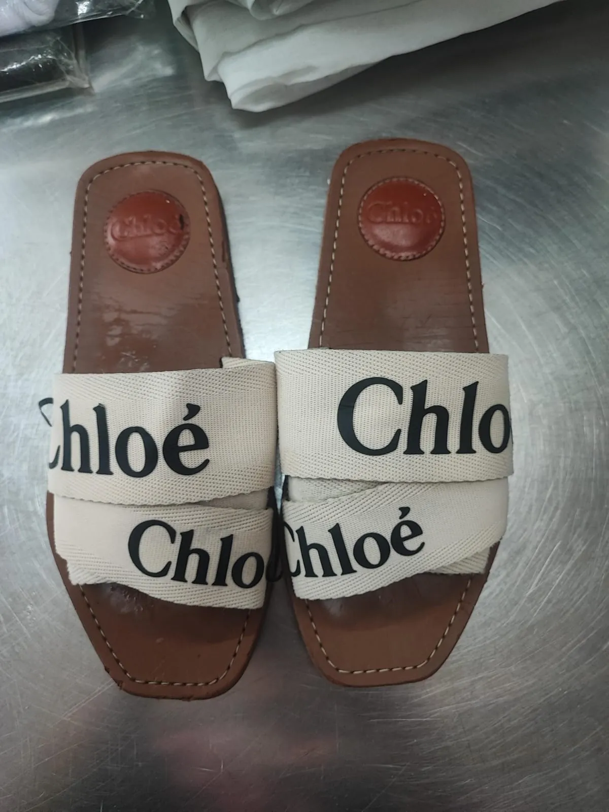 Chloé sandals with cleaned canvas straps — Rosabelle Launderette routine care case